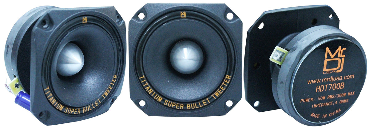 2 MR DJ HDT700B 3.5" Titanium Bullet High Compression Tweeter Car Van ATV UTV Marine Boat Motorcycle Motorsports Competition