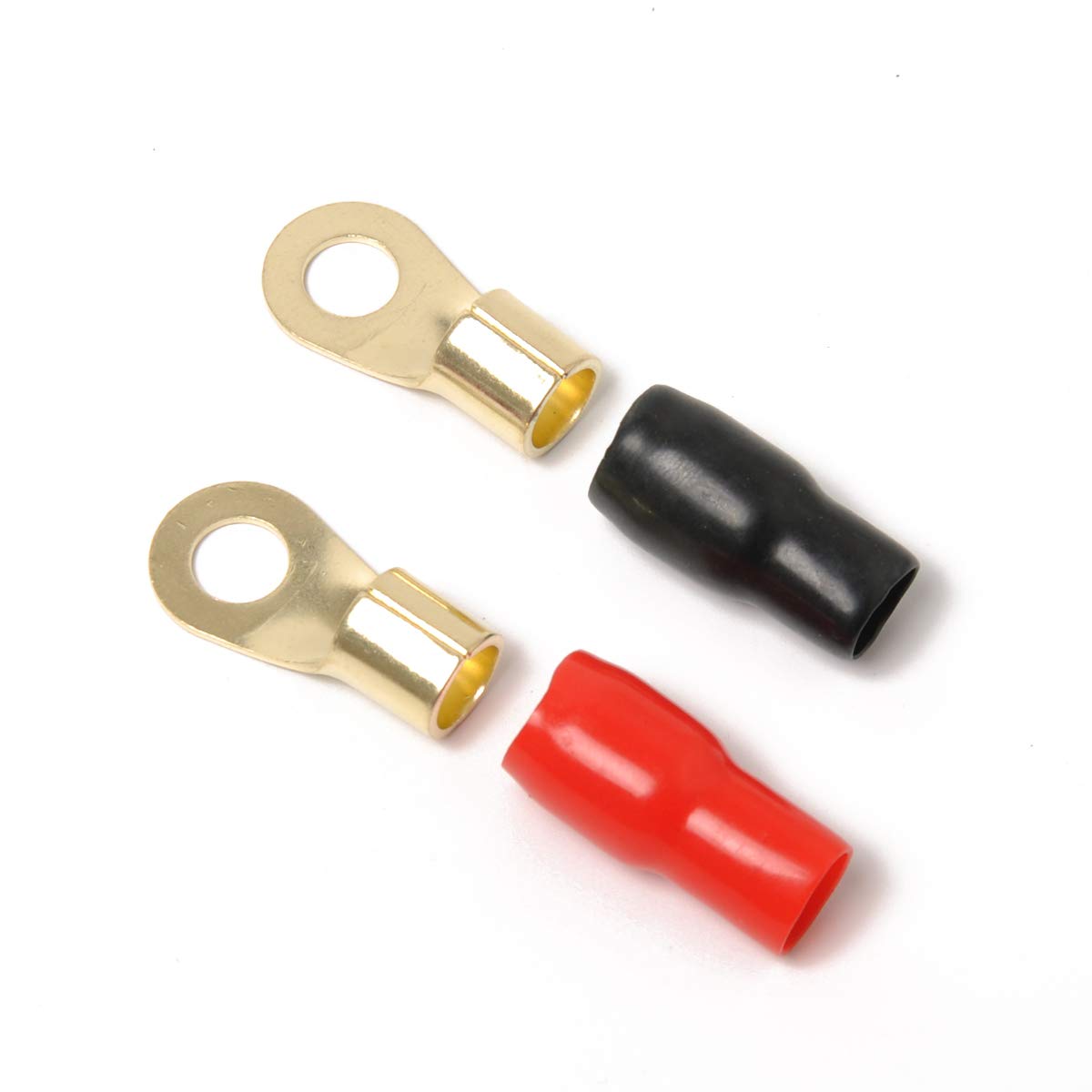 MR DJ 1/0 Gauge 4 Pack Ring Terminal 1/0 AWG Wire Crimp Cable Red/Black 5/16