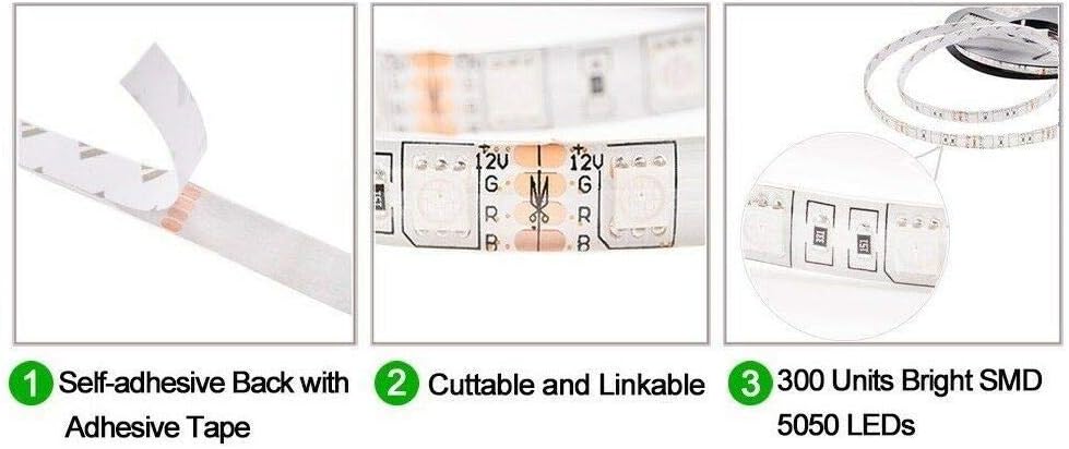 MR DJ LED STRIP RGB Color LED Ribbon Kit with Power Plug Remote