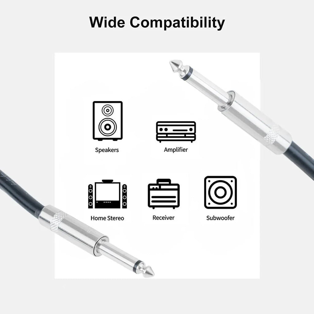 Absolute ASKJ-603 Speaker Cable Wire 1/4 inch TS to Same 3 feet