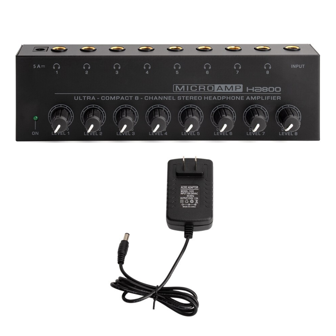 MR DJ Microamp HA800 Ultra-compact 8-channel stereo headphone amplifier