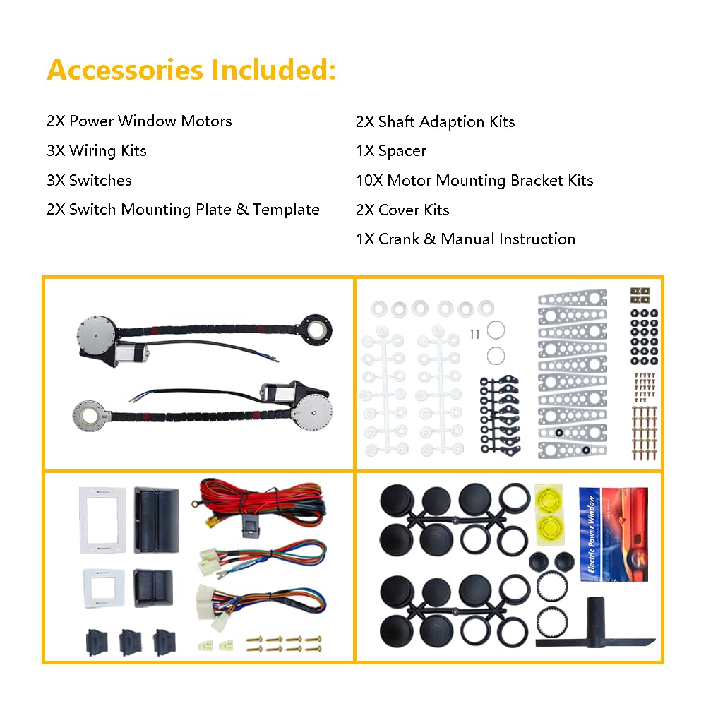 DC Sound DC-HW600 Universal Electric Power Window Conversion Kit for 2-Door Vehicles
