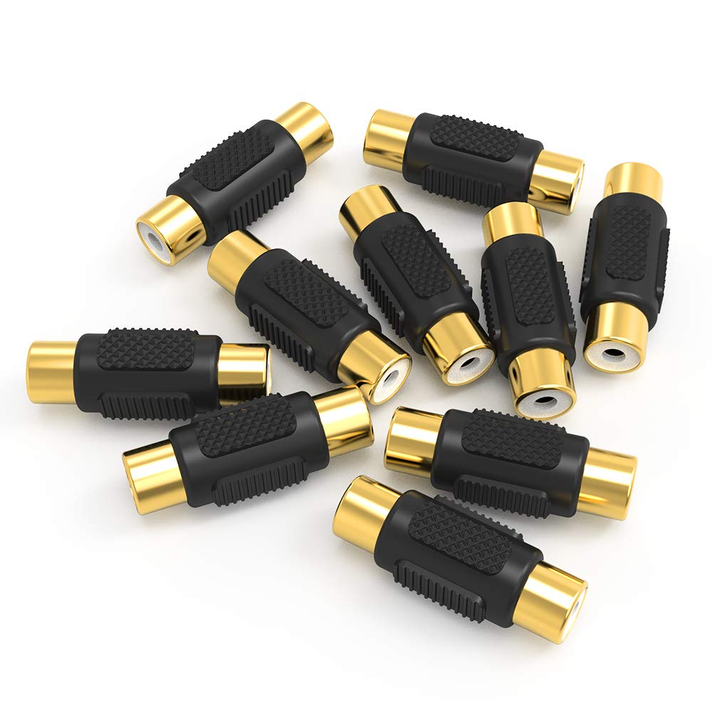 MR DJ USA MDFF100B-10 Female-to-Female RCA Barrel Connector Black (10 Pack)