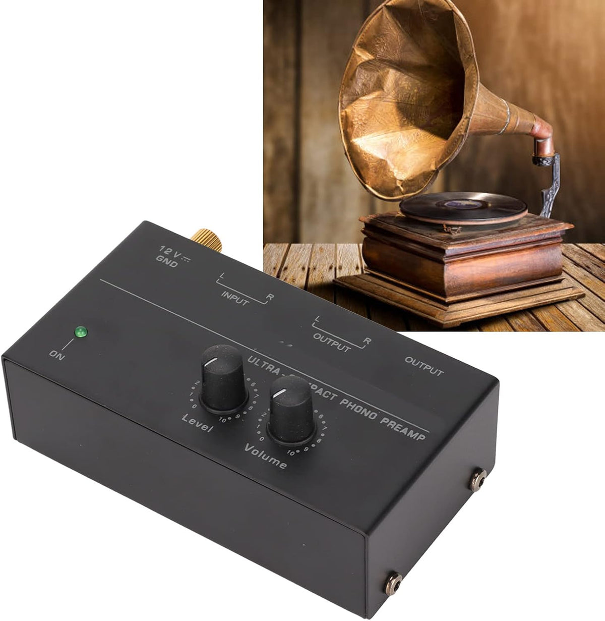 MR DJ PP500 Phono Turntable Preamp Input /TRS Output Stereo Knob Control Mini Record Player Preamplifier