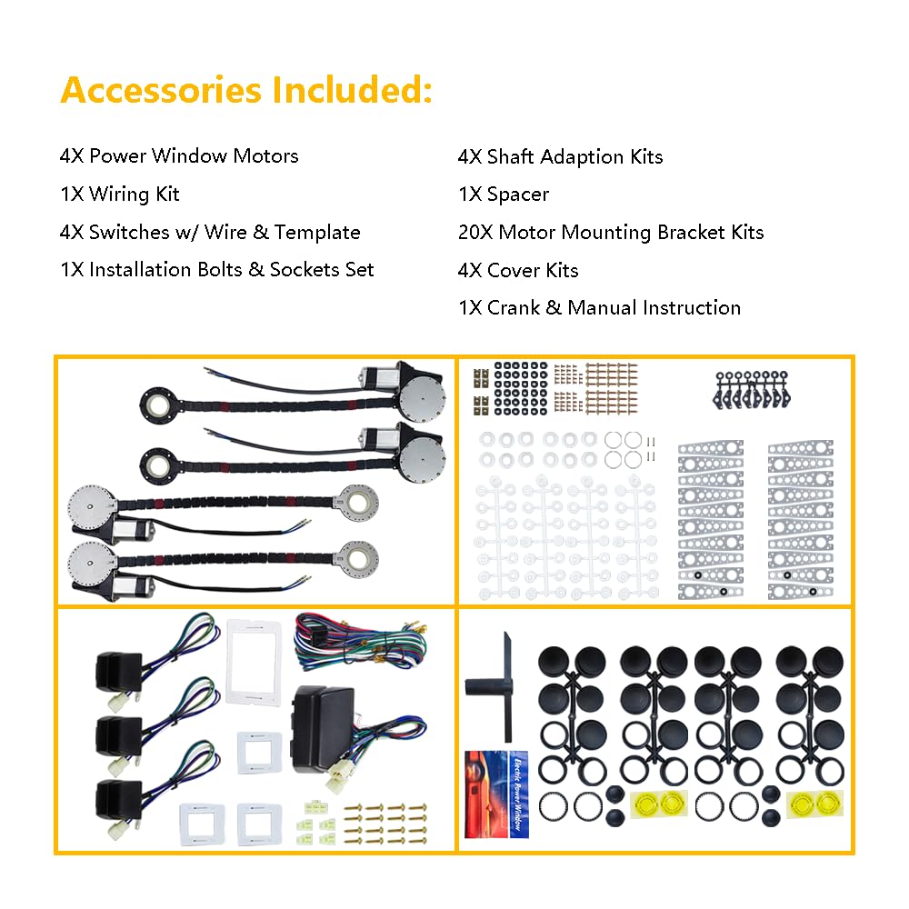 DC Sound DC-HW800 Universal Electric Power Window Conversion Kit for 4-Door Vehicles