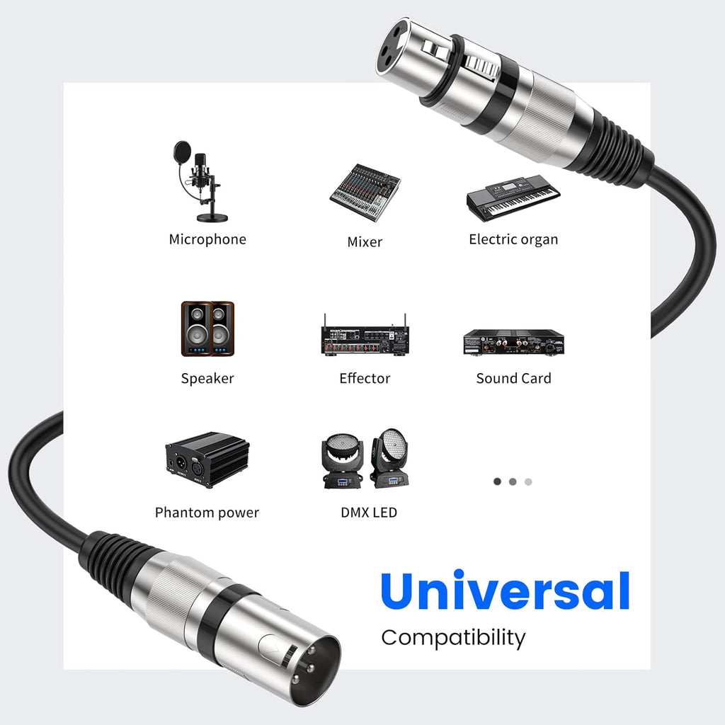 MR DJ CXMXF3 3' XLR Male to XLR Female Microphone Balanced Instrumental Dj XLR Interconnect Cable