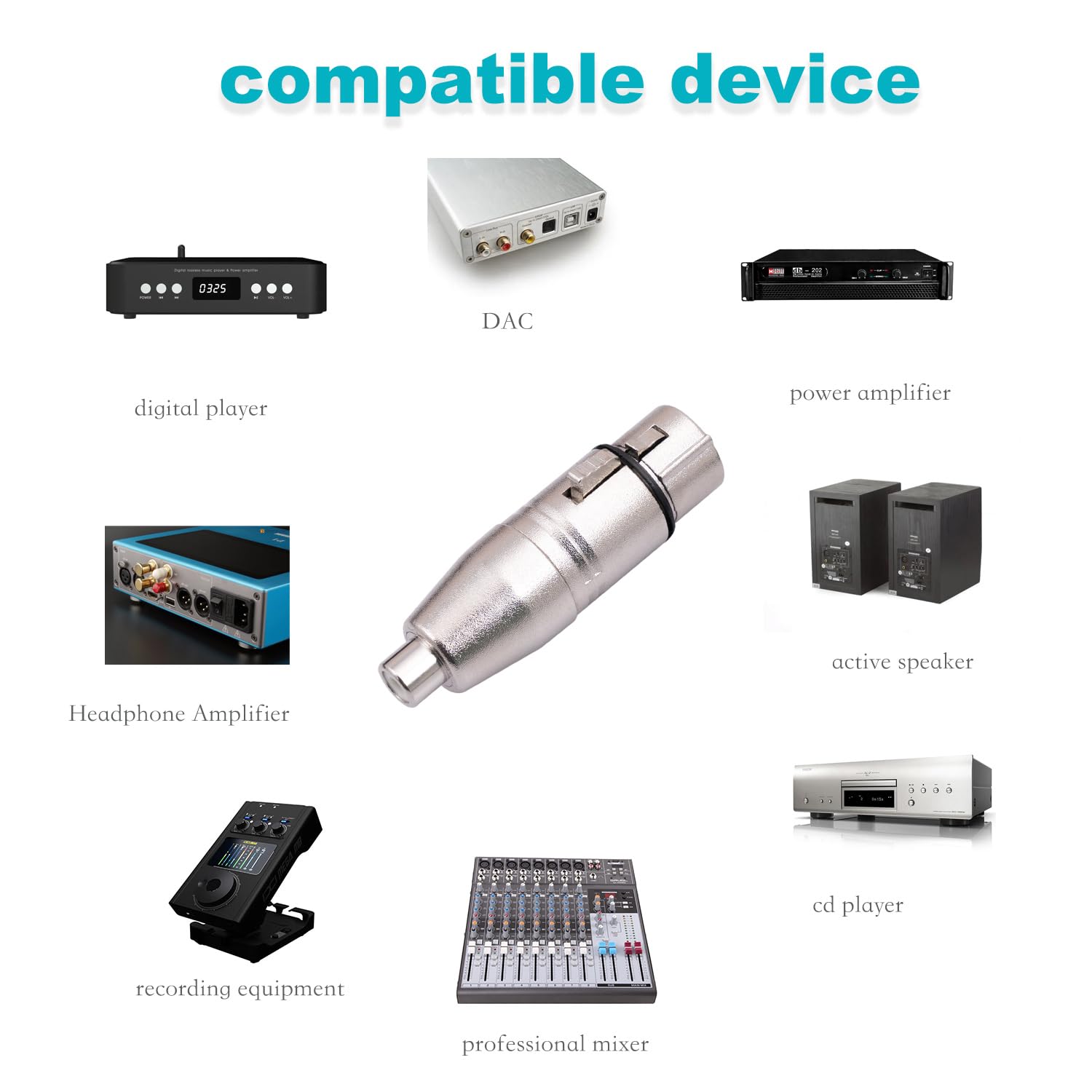 8 MR DJ RCAXLRF1 XLR Female to RCA Female Adapter Converter Gender Audio Coupler