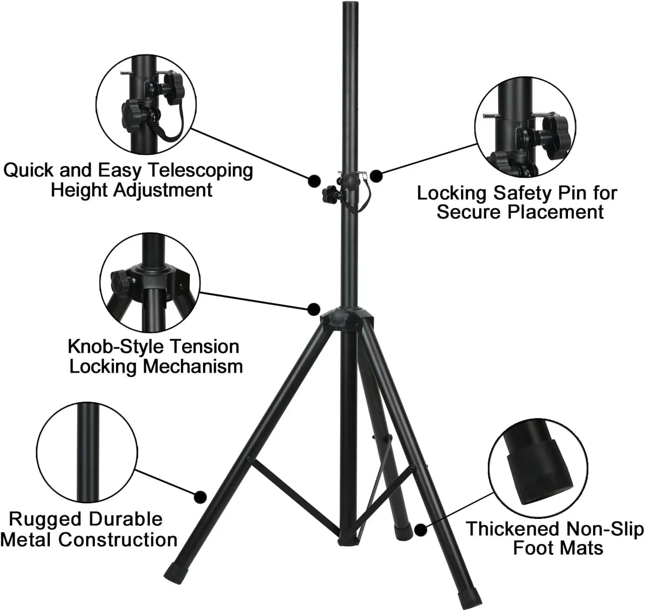 MR DJ SS750PKG Speaker Stand Bag & 1/4" Cable PRO PA DJ Home On Stage Speaker Stand Mount Holder with Road Carrying Bag
