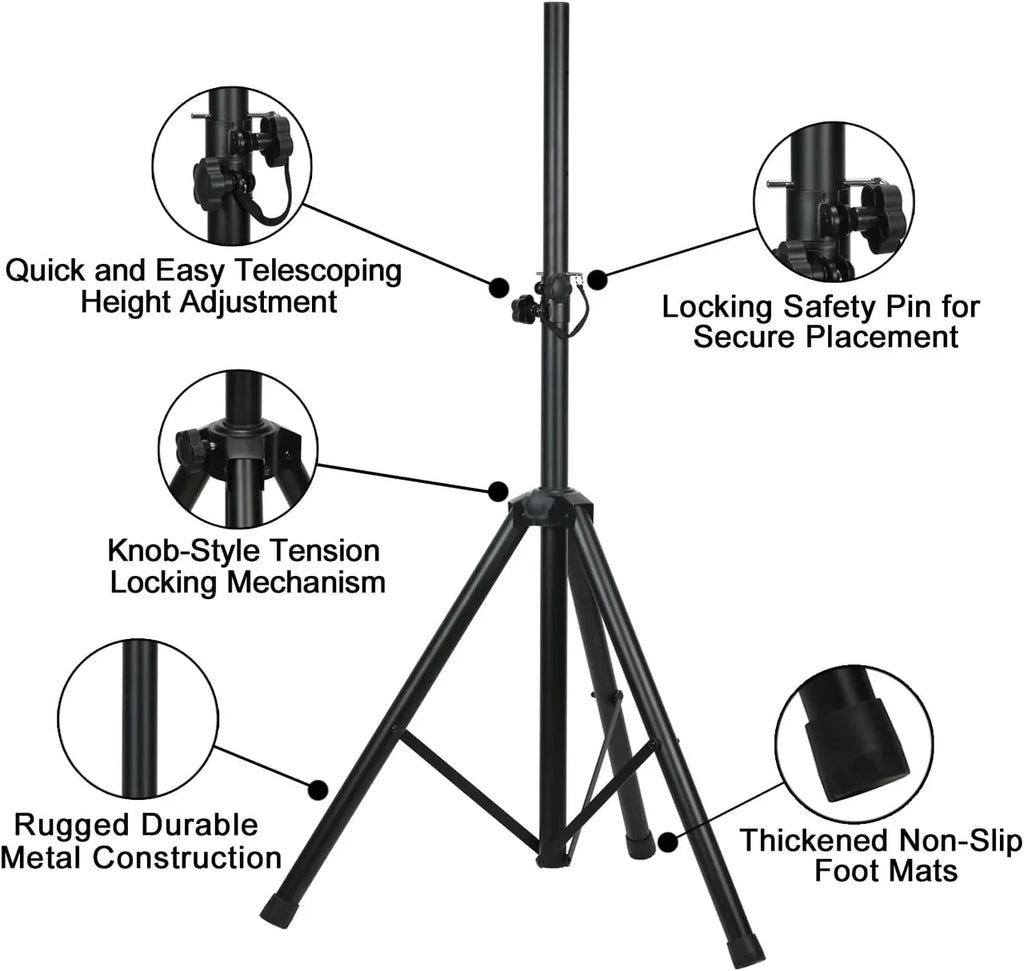 MR DJ SS750PKG Speaker Stand Bag & 1/4" Cable PRO PA DJ Home On Stage Speaker Stand Mount Holder with Road Carrying Bag