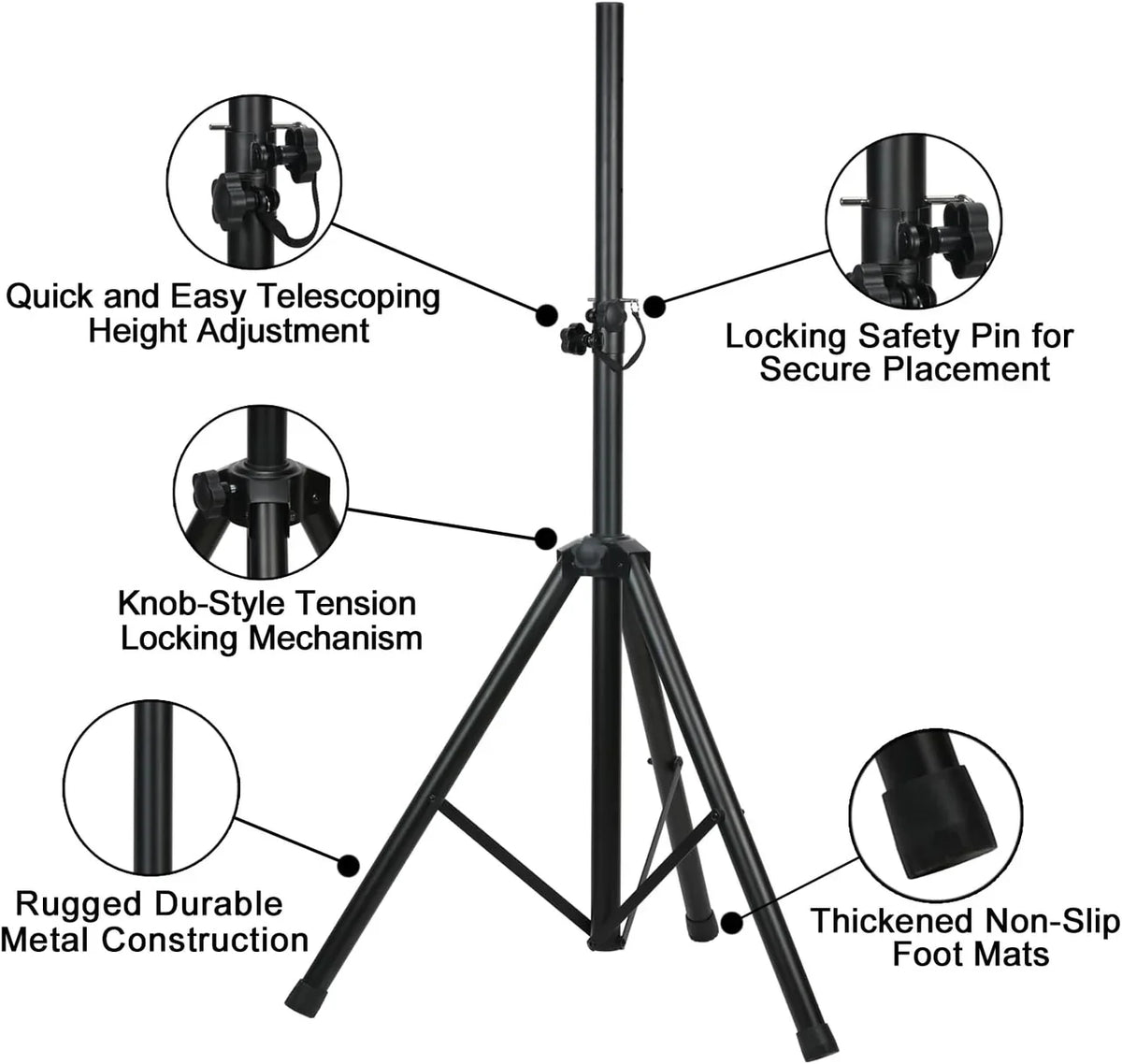 MR DJ SS350S Universal Silver Folding Tripod PRO PA DJ On Stage Speaker Stand