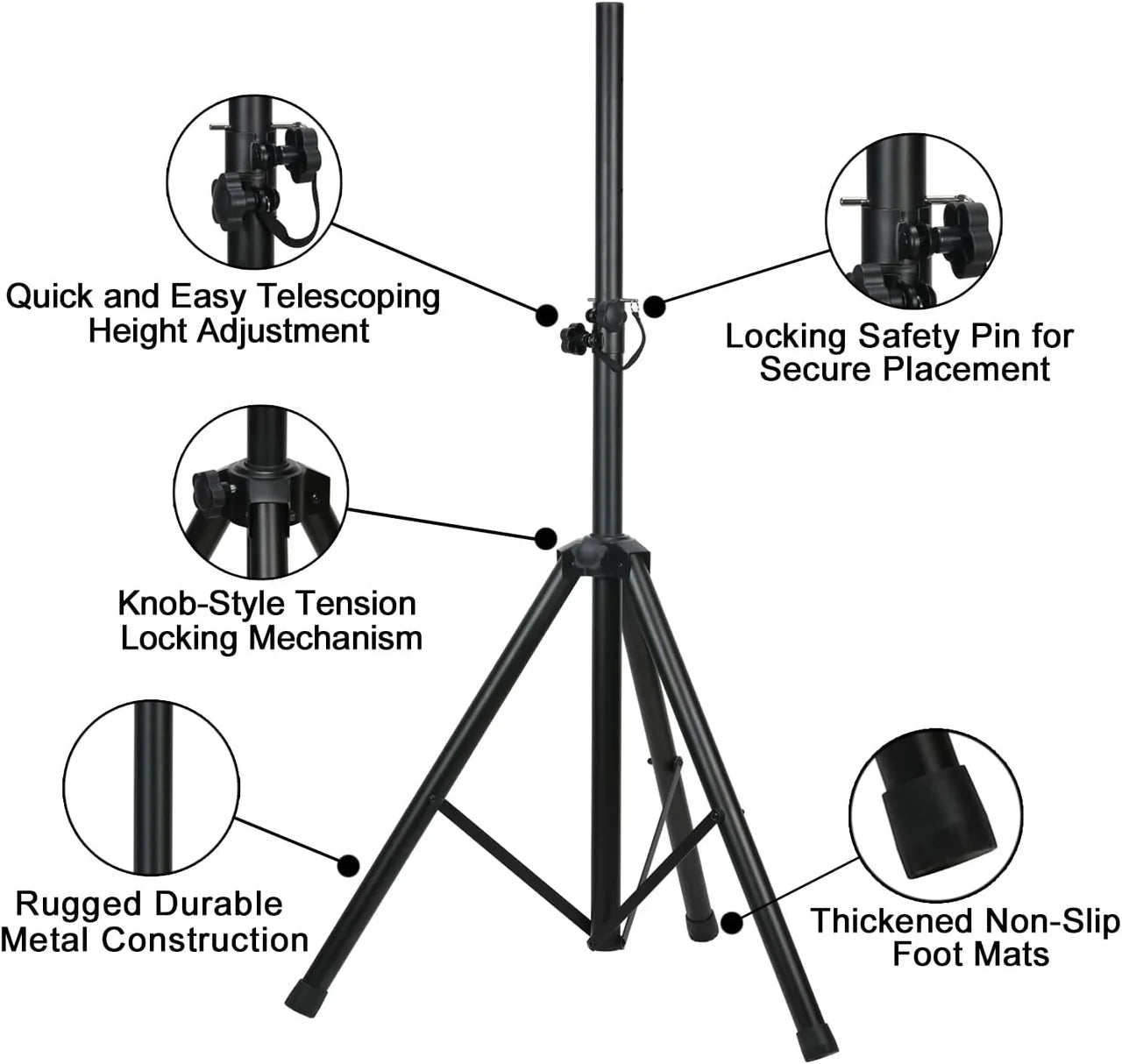 MR DJ SS350S Universal Silver Folding Tripod PRO PA DJ On Stage Speaker Stand