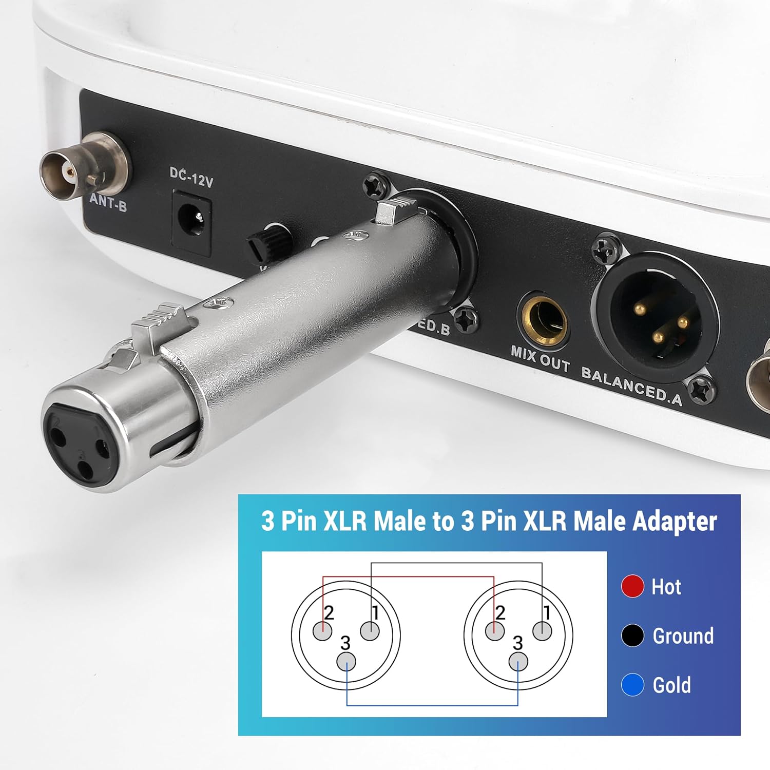 MR DJ AXLRFF 3-Pin XLR Female to 3-Pin XLR Female Audio Microphone Cable Extension Adapter Connector