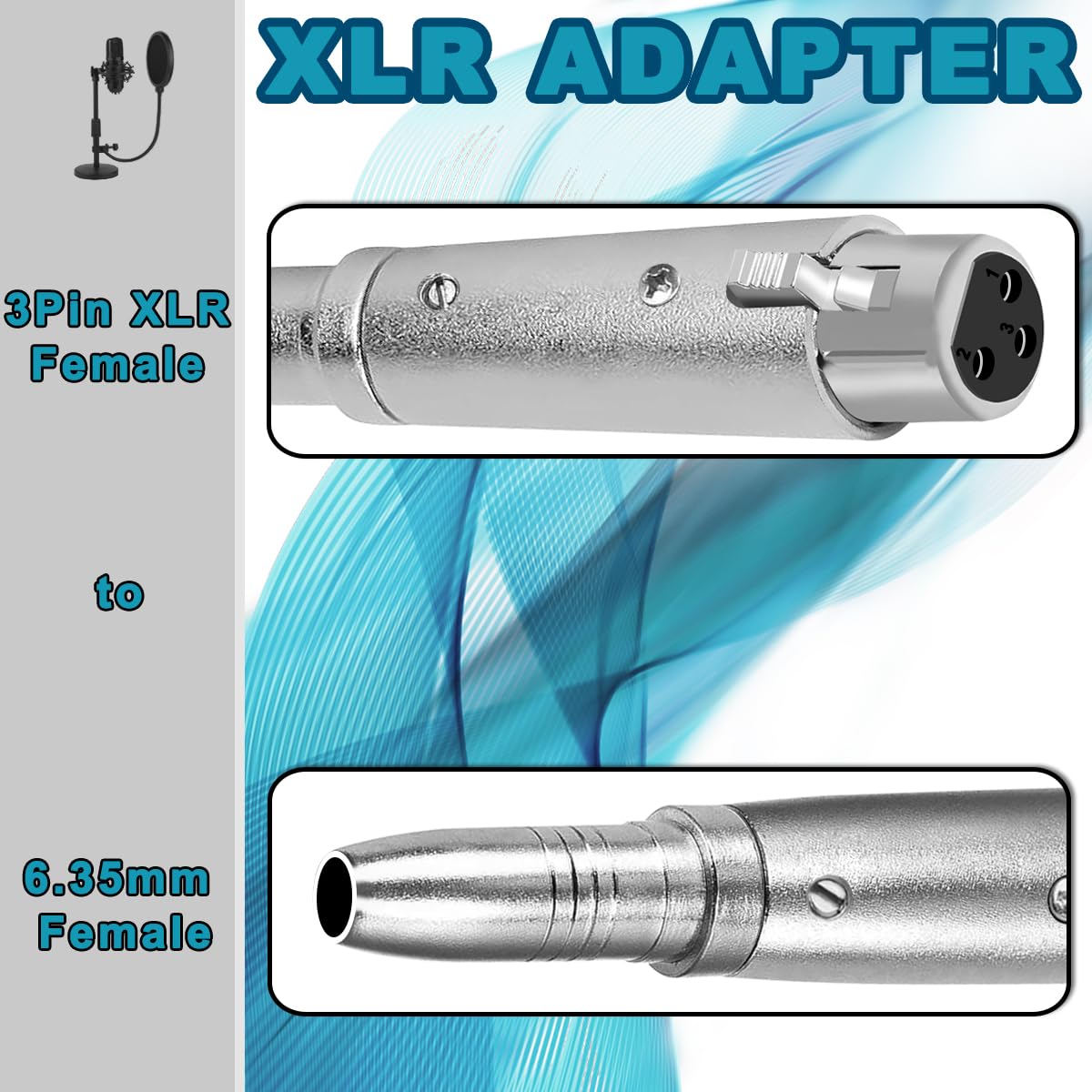 MR DJ QTXLRF1 XLR Female to 1/4" Stereo Female Adapter Converter Gender Audio Coupler