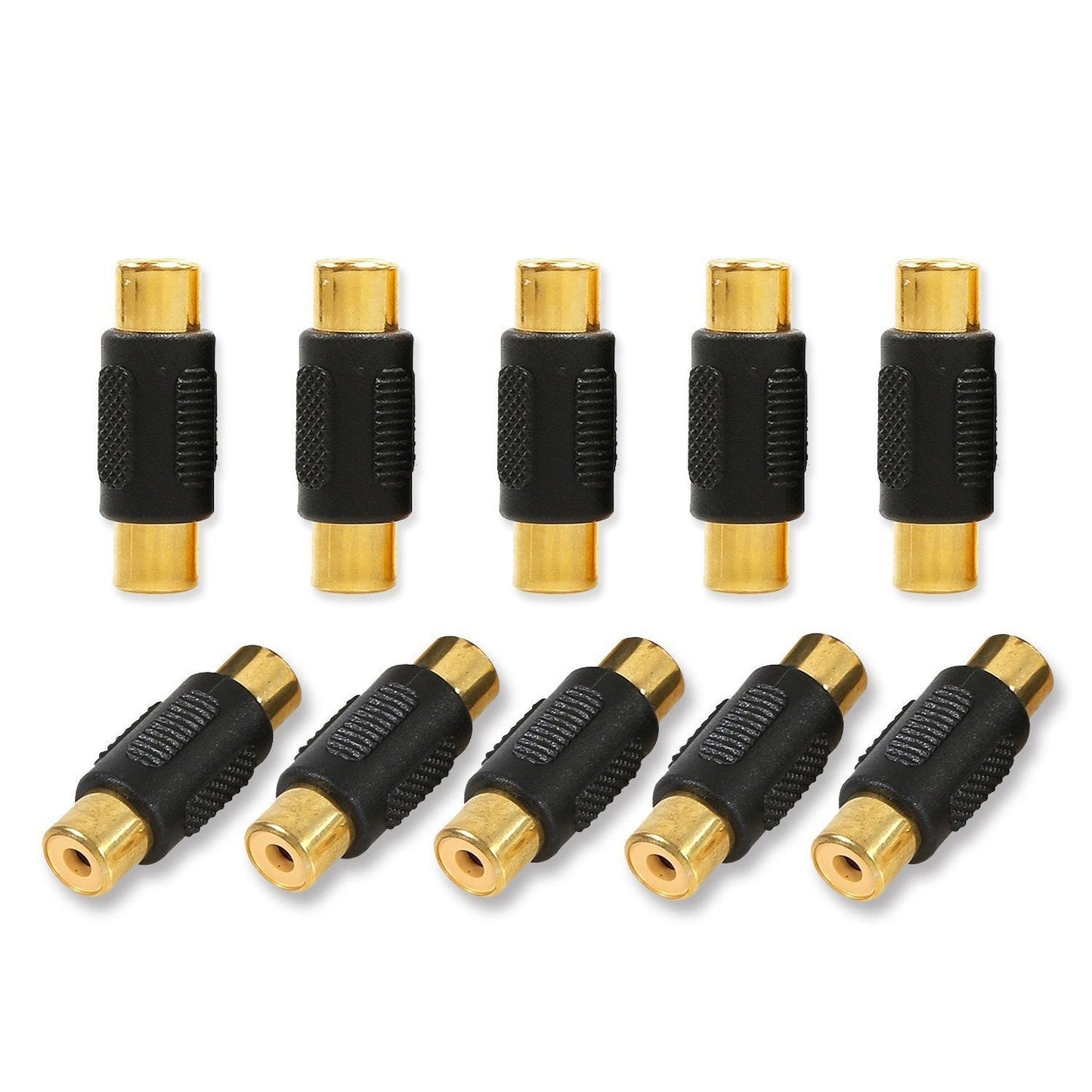 MR DJ USA MDFF100B-10 Female-to-Female RCA Barrel Connector Black (10 Pack)