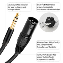 Load image into Gallery viewer, MR DJ CQSXM3 3' Pro PA DJ Karaoke XLR Male to 1/4" TRS Stereo Male Plug Audio Balanced Microphone Cable