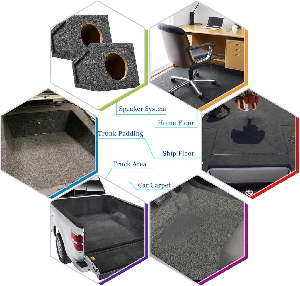 MR DJ DC20DGR 20' L X 4' W Dark Gray Carpet for Speaker Subwoofer Enclosure Boxes