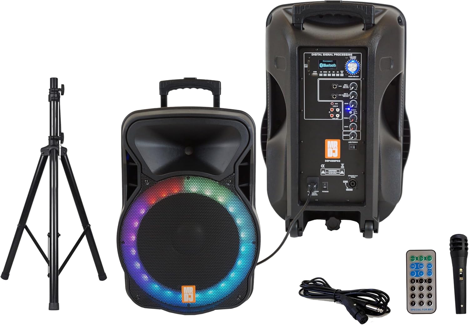 2 MR DJ DSP4500PKG 15" Active DSP PA DJ Karaoke Speaker