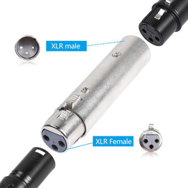 MR DJ AXLRMF-2 3-Pin XLR Male to 3-Pin XLR Female Audio Microphone Cable Extension Adapter Connector 2 Pack