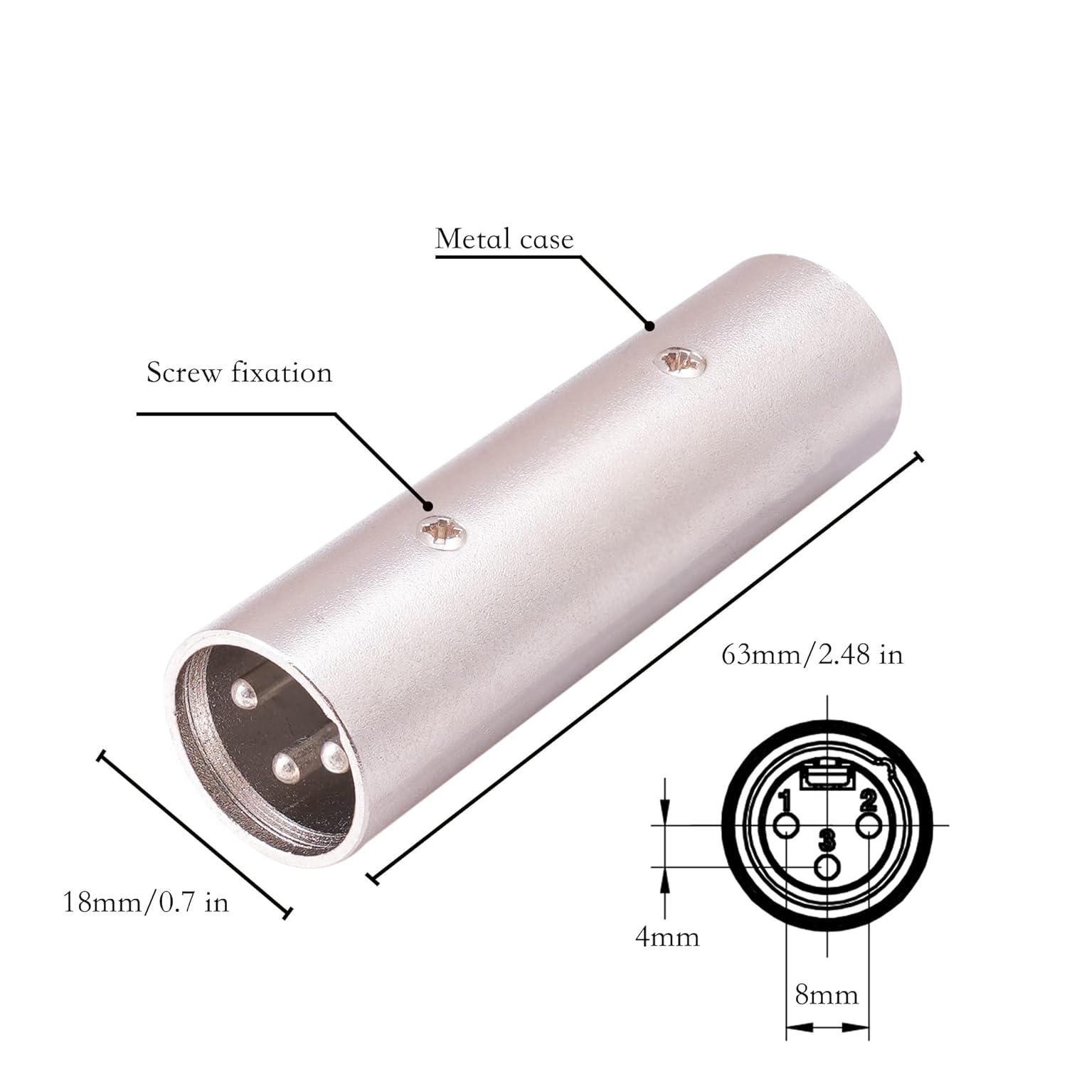 2 MR DJ AXLRMM-2 3-Pin XLR Male to 3-Pin XLR Male Audio Microphone Cable Extension Adapter Connector