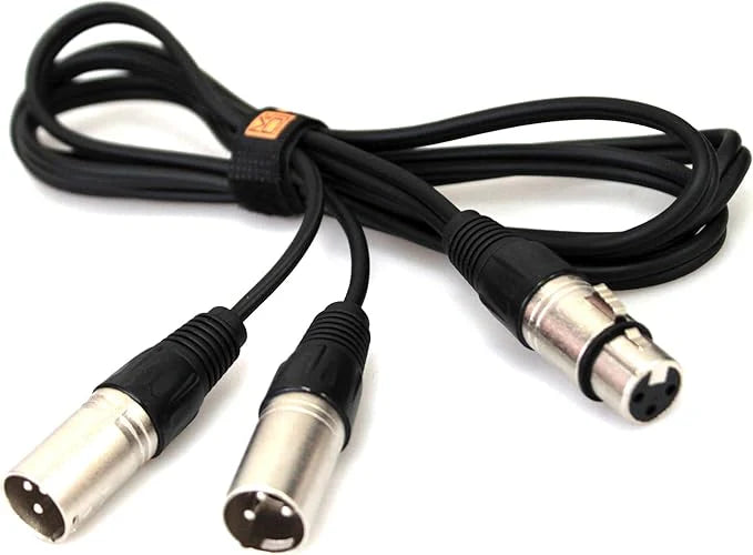 MR DJ CXMDXF3 3FT Single XLR Male to Dual XLR Female Microphone Splitter Cable