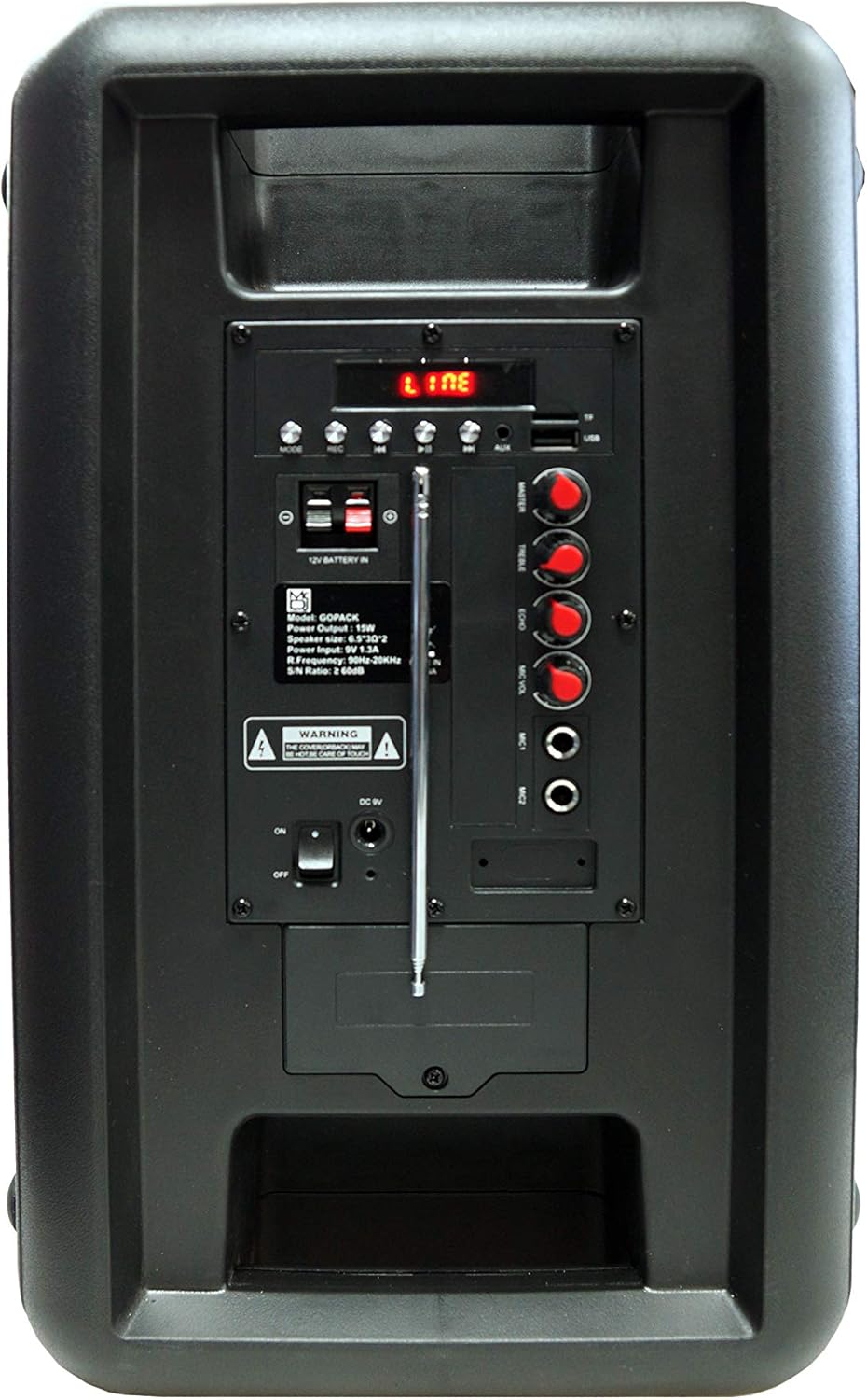 MR DJ GOPACK Dual 6.5" 1200W Portable Bluetooth Party Speaker USB/Micro SD Rechargeable LED Accent Lighting