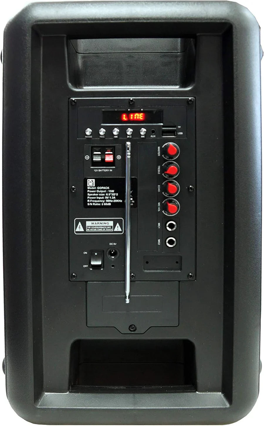 2 MR DJ GOPACK Dual 6.5" 1200W Portable Speaker Bluetooth USB/Micro SD Rechargeable LED Accent Lighting