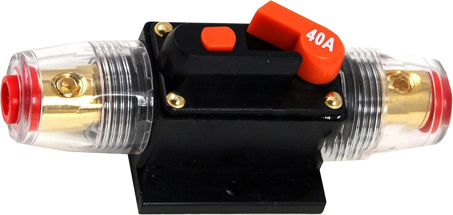 Absolute ICB40 40 Amp Circuit Breaker 4/8 AWG Inline Manual Reset Fuse Holder