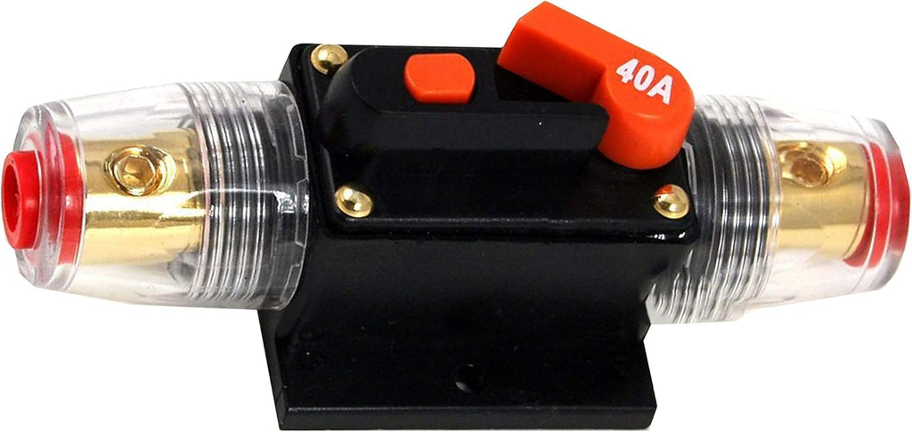 2 Absolute ICB40 40 Amp Circuit Breaker 4/8 AWG Inline Manual Reset Fuse Holder