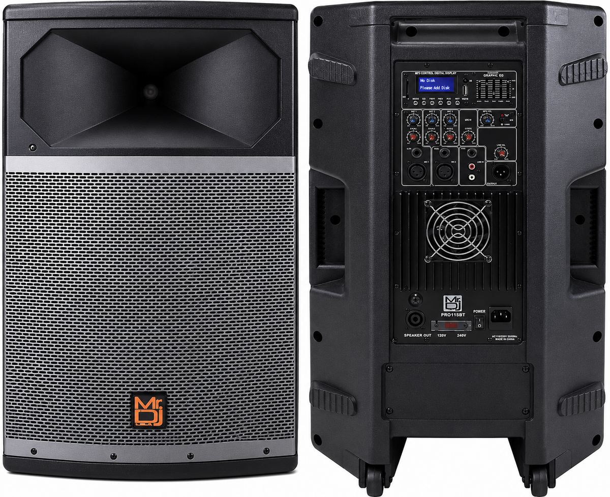MR DJ PRO115BT PRO PA DJ 15" Powered/Active DJ PA Multipurpose Live Sound Loudspeaker