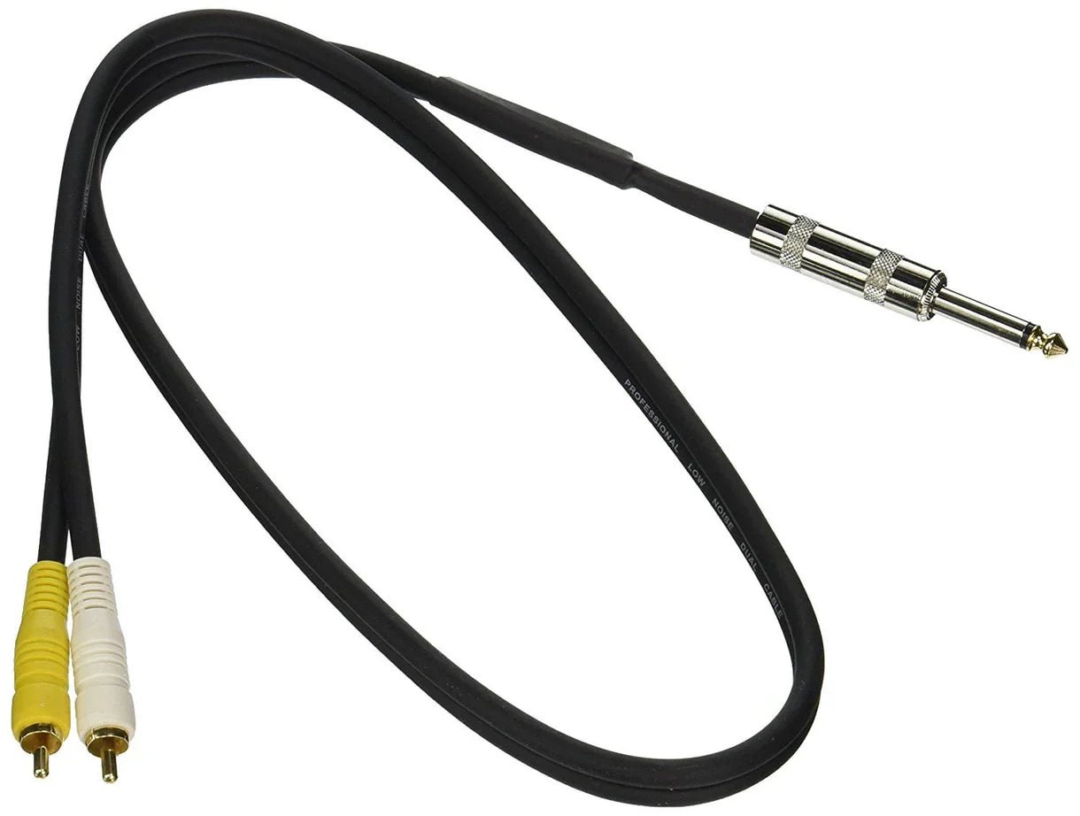 MR DJ CQDR3 Dual 1/4" Mono to Dual RCA Male Speaker Cable (3 feet)