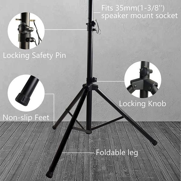 MR DJ SS350B Universal Black Folding Tripod PRO PA DJ On Stage Speaker Stand
