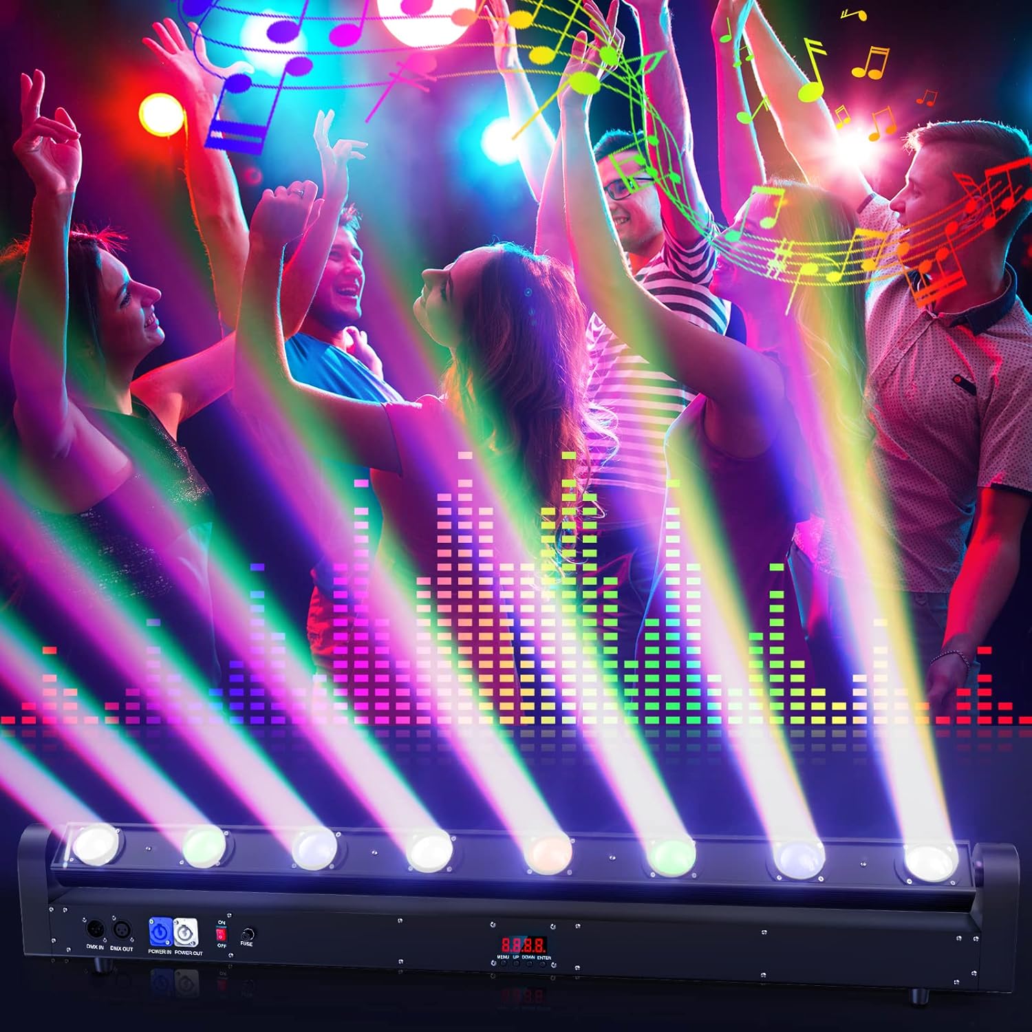 MR DJ ELMH800 8 Eye 8x12W RGBW LED Beam Moving Head Spotlight Lighting Pro Equipment Church Wedding DJ Party KTV Show