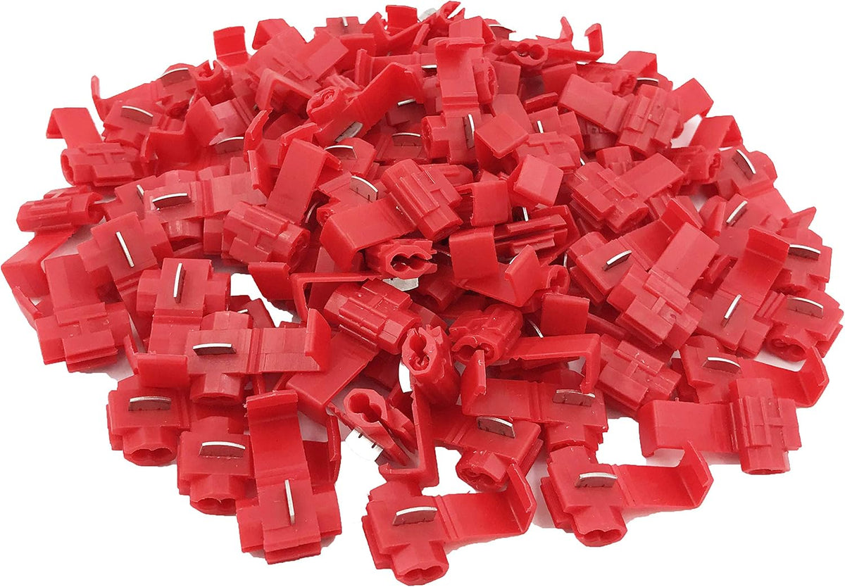 MR DJ 100pcs Lock Quick Splice Wire Terminals Snap Lock Red 18-22 AWG