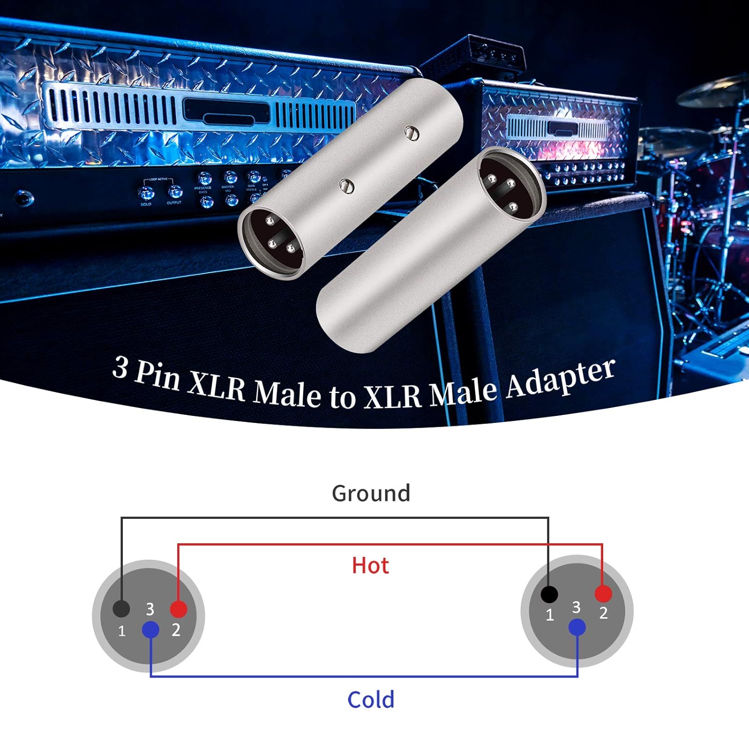 2 MR DJ AXLRMM-2 3-Pin XLR Male to 3-Pin XLR Male Audio Microphone Cable Extension Adapter Connector