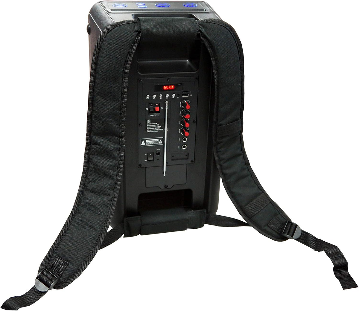MR DJ GOPACK Dual 6.5" 1200W Portable Bluetooth Party Speaker USB/Micro SD Rechargeable LED Accent Lighting
