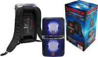 MR DJ GOPACK Dual 6.5" portable speaker with backpack design and LED lighting, ideal for outdoor events.