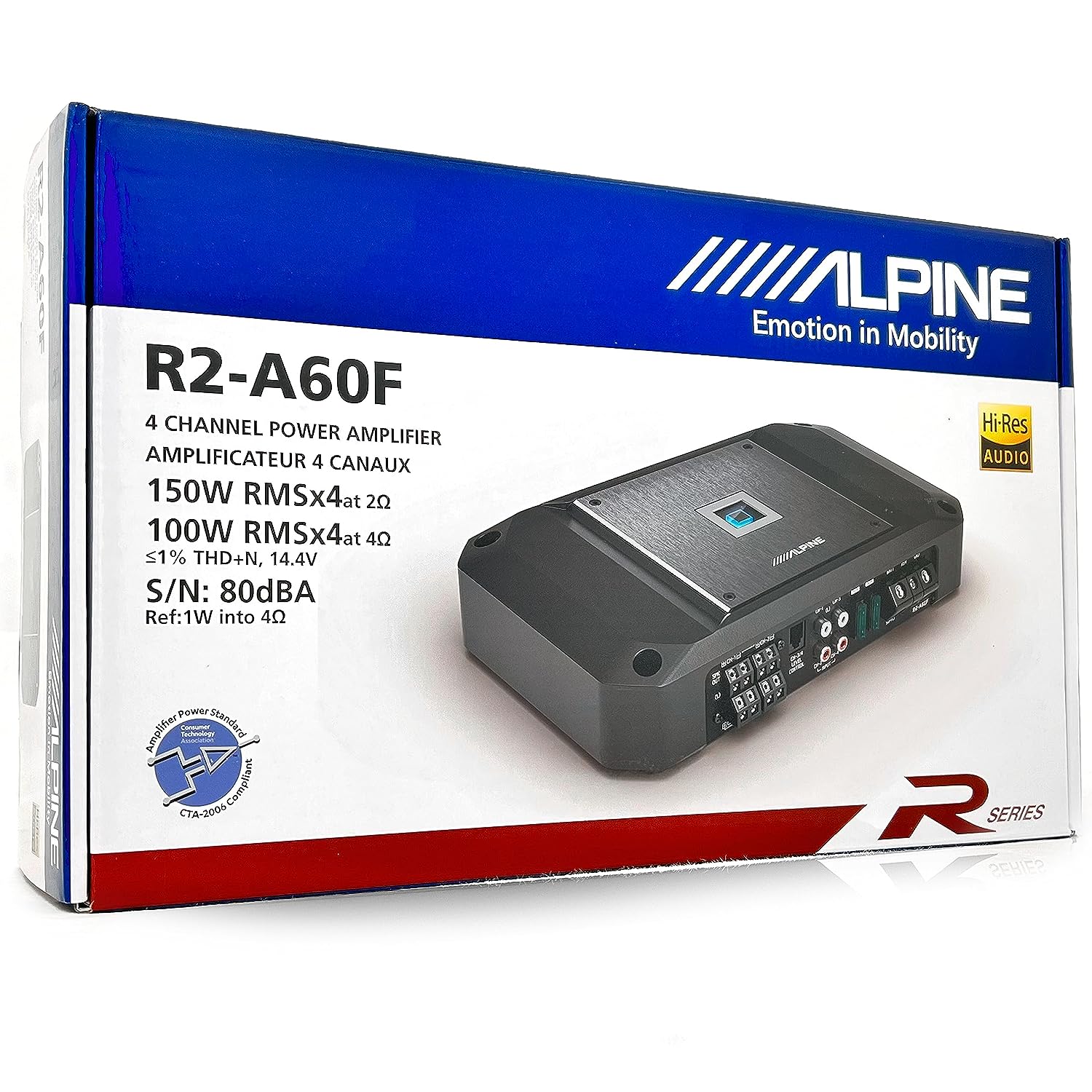 Alpine UTE-73BT Single Din Receiver + R2-A60F R-Series 4 Channel Amplifer