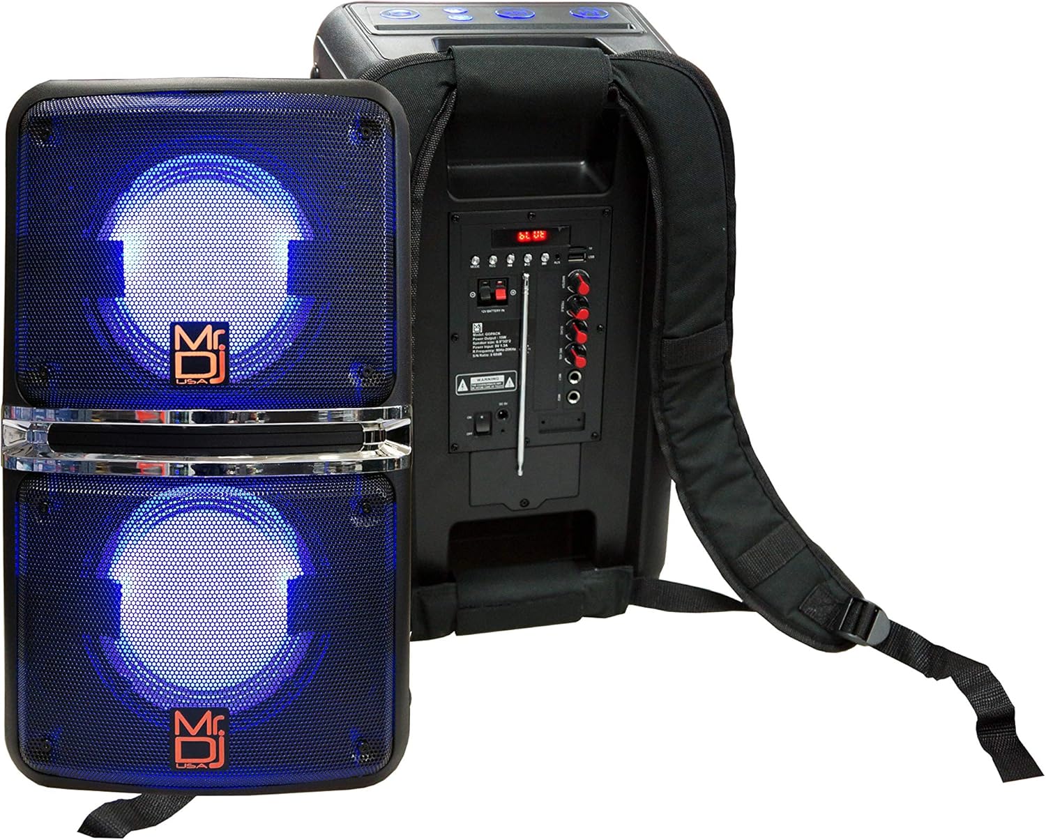 MR DJ GOPACK Dual 6.5" 1200W Portable Outdoor Bluetooth Speaker
