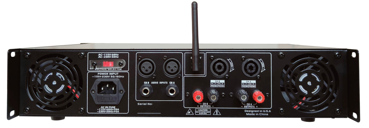 MR DJ AMP2000DSP Class AB 2-Channel 2000W Rackmount PA/DJ Power Amplifier DSP Bluetooth USB Playback 2 Mic Inputs