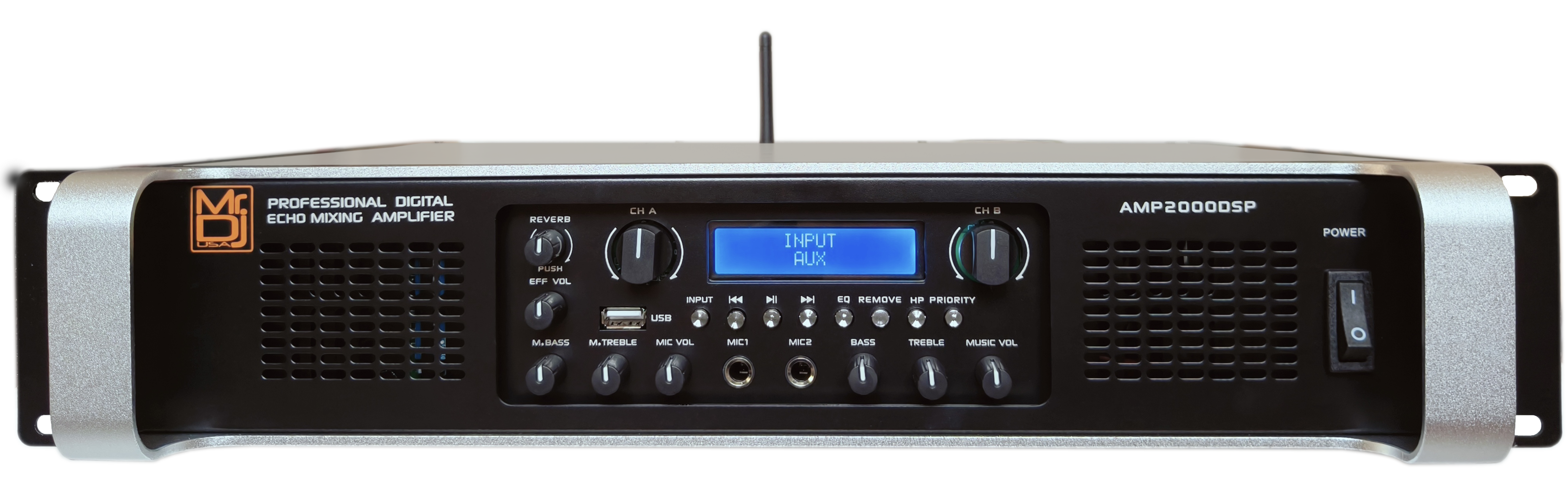 MR DJ AMP2000DSP 2Ch Class AB 2000W PA DJ Power Amplifier Onboard DSP Bluetooth USB