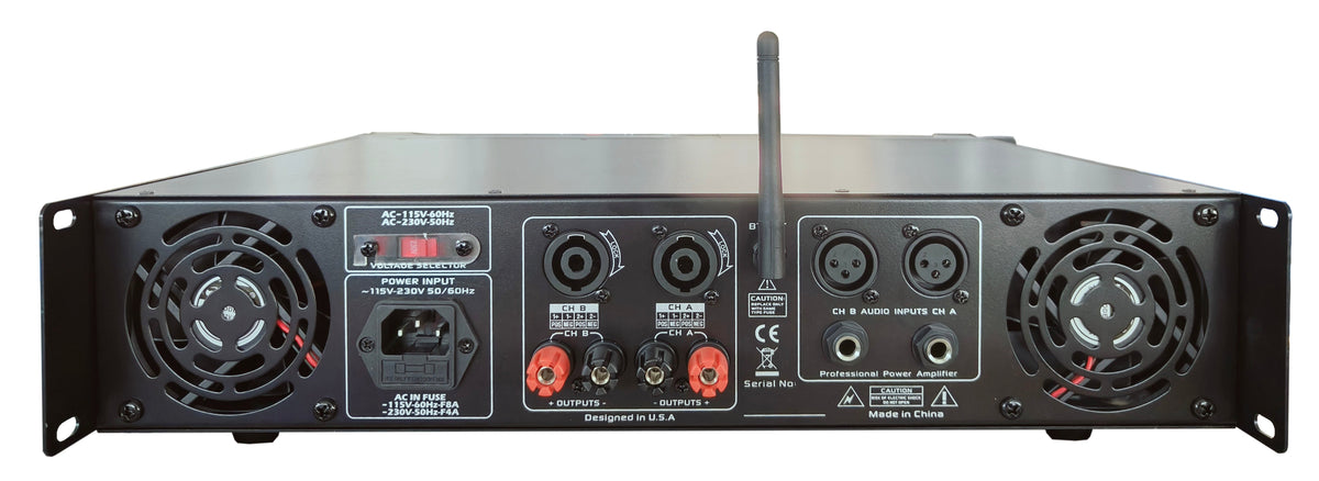MR DJ AMP3000DSP Class AB 2-Channel 3000W Rackmount PA/DJ Power Amplifier DSP Bluetooth USB Playback 2 Mic Inputs