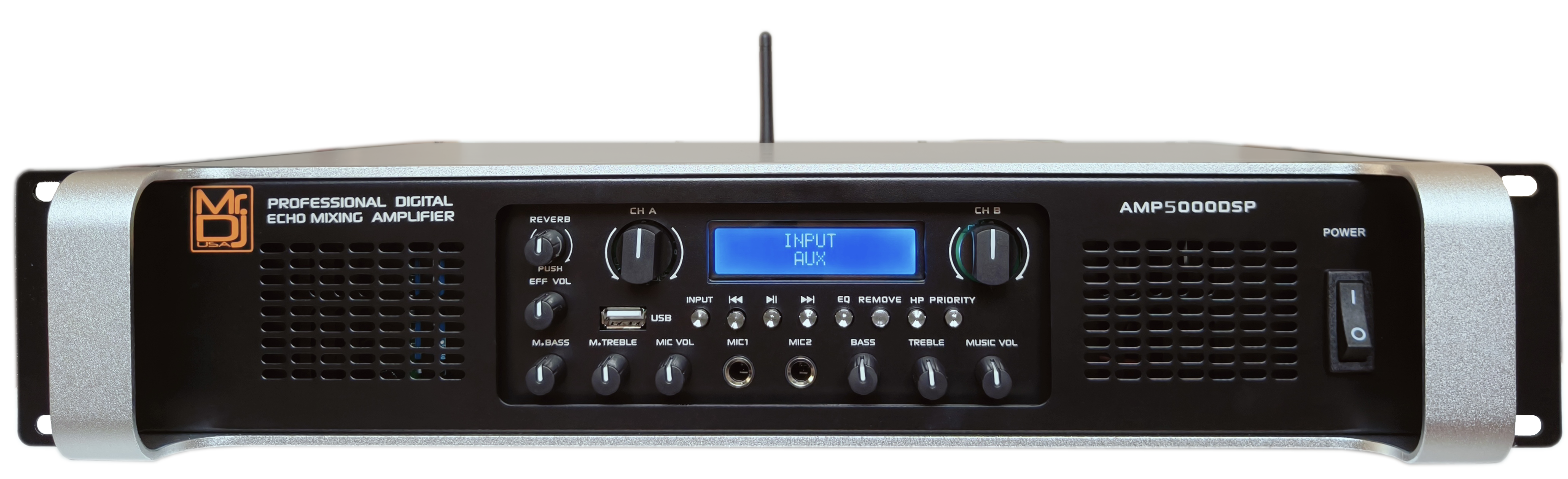MR DJ AMP5000DSP 2Ch Class AB 5000W PA DJ Power Amplifier With Onboard DSP Bluetooth USB