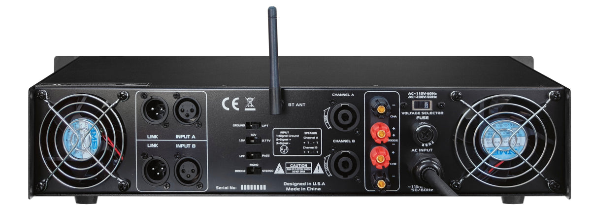 MR DJ AMP7000DSP Class AB 2-Channel 7000W Rackmount PA/DJ Power Amplifier DSP Bluetooth USB Playback 2 Mic Inputs