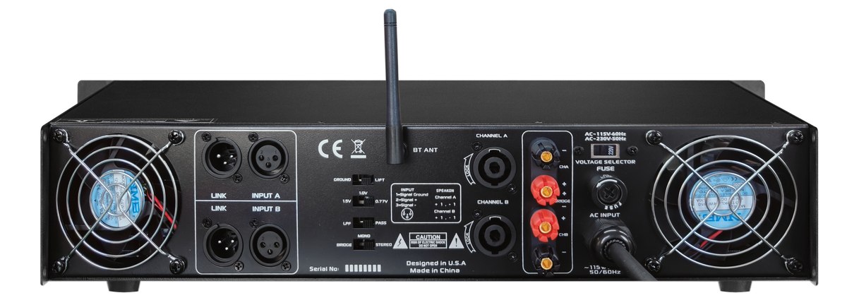 MR DJ AMP7000DSP Class AB 2-Channel 7000W Rackmount PA/DJ Power Amplifier DSP Bluetooth USB Playback 2 Mic Inputs