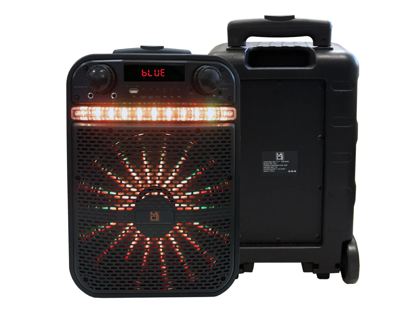 Pair of MR Dj ACE 15" Portable Speaker with Bluetooth/Rechargeable Battery