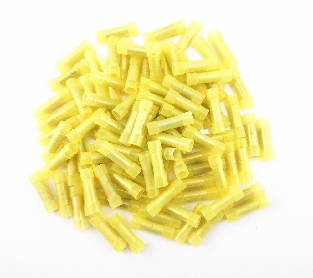 MR DJ BC1210Y 500 pcs 12 - 10 Gauge AWG Yellow insulated Nylon crimp terminals connectors Butt Connectors