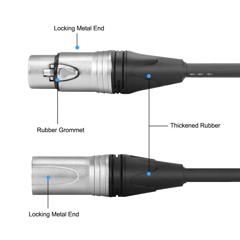 MR DJ CXMXF3 3' XLR Male to XLR Female Microphone Balanced Instrumental Dj XLR Interconnect Cable