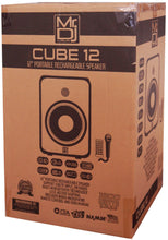 Load image into Gallery viewer, MR DJ CUBE12 12&quot; Rechargeable Portable Karaoke Speaker with Party Flame Lights Microphone TWS USB FM Radio