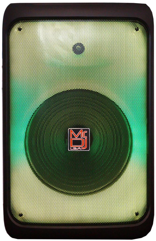 MR DJ CUBE12 12" Rechargeable Portable Karaoke Speaker with Party Flame Lights Microphone TWS USB FM Radio