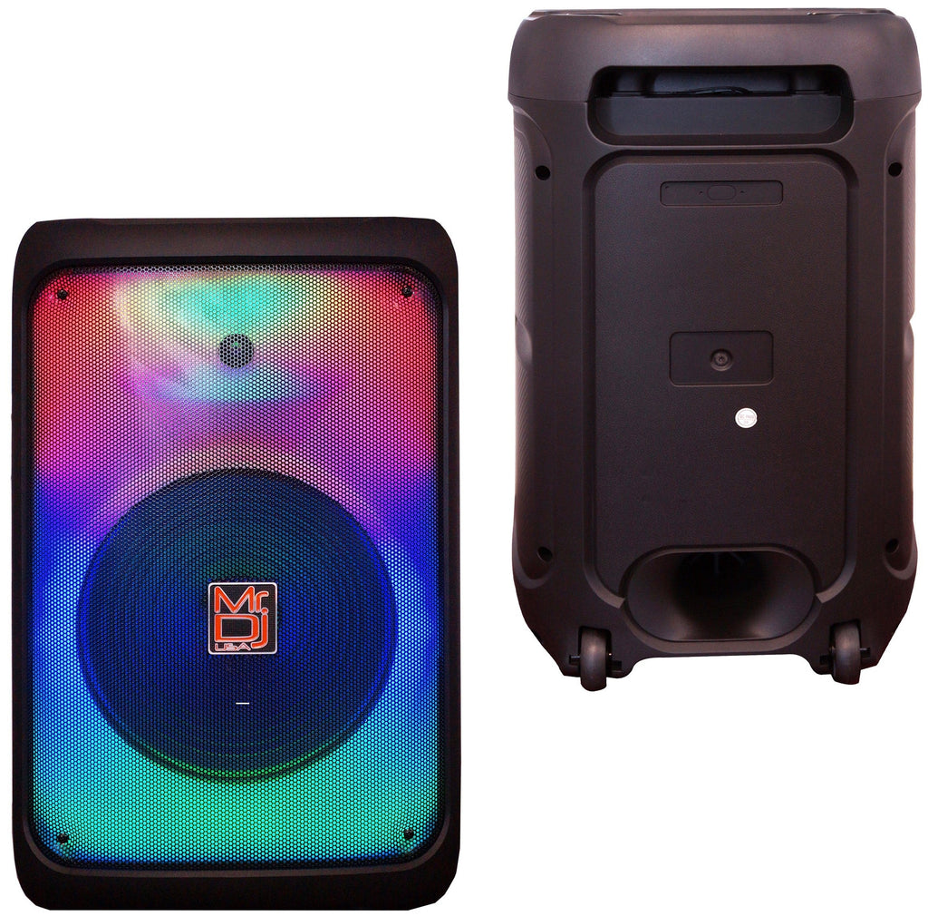 MR DJ CUBE12 12" Rechargeable Portable Karaoke Speaker with Party Flame Lights Microphone TWS USB FM Radio